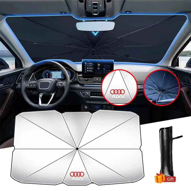 Car Windshield Sunshade Umbrella For Audi A1 A2 A3 A4 A5 A6 A7 A8 Q1 Q2 Q3 Q4 Q5 Q6 Q7 Q8 TT RS3 S5 B8 Quattro C6 B9 B6 S1 RS4 