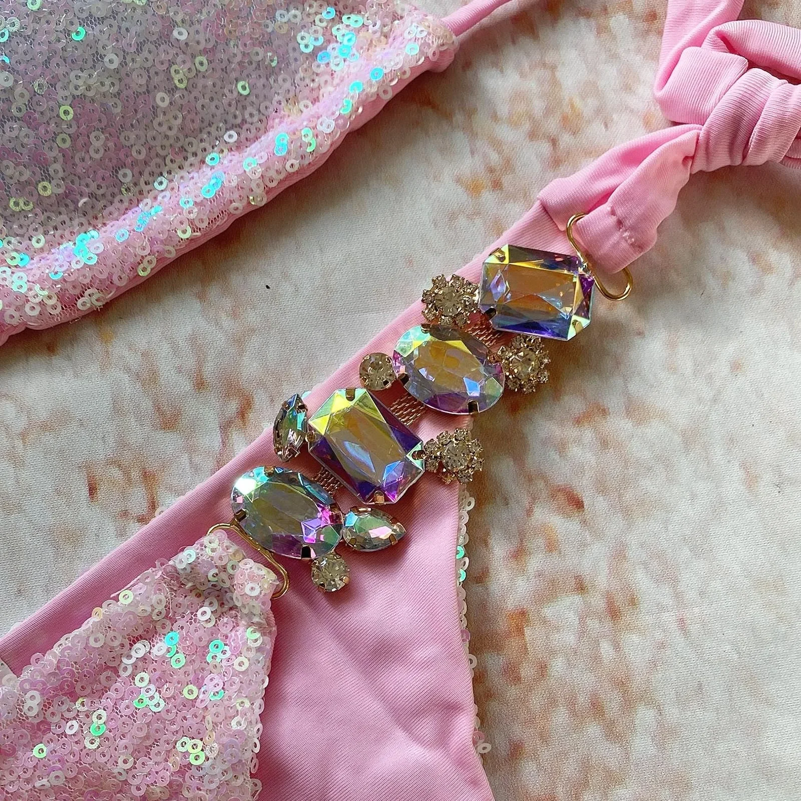 ผู้หญิง Secret เสื้อผ้าแฟชั่นเลื่อมเพชรบิกินี่แยกชุดว่ายน้ําสตรีชุดว่ายน้ํา 2 ชิ้น Biquini