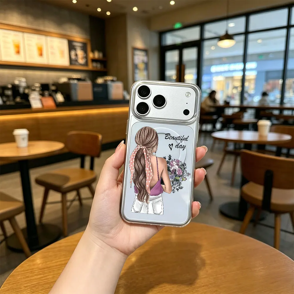 Girl Holding Flower In Hand Print Phone Case For iPhone 17 16 15 14 13 12 11 Pro Xs Max Plus Air Mini XR X 17e 16e Magsafe Cover