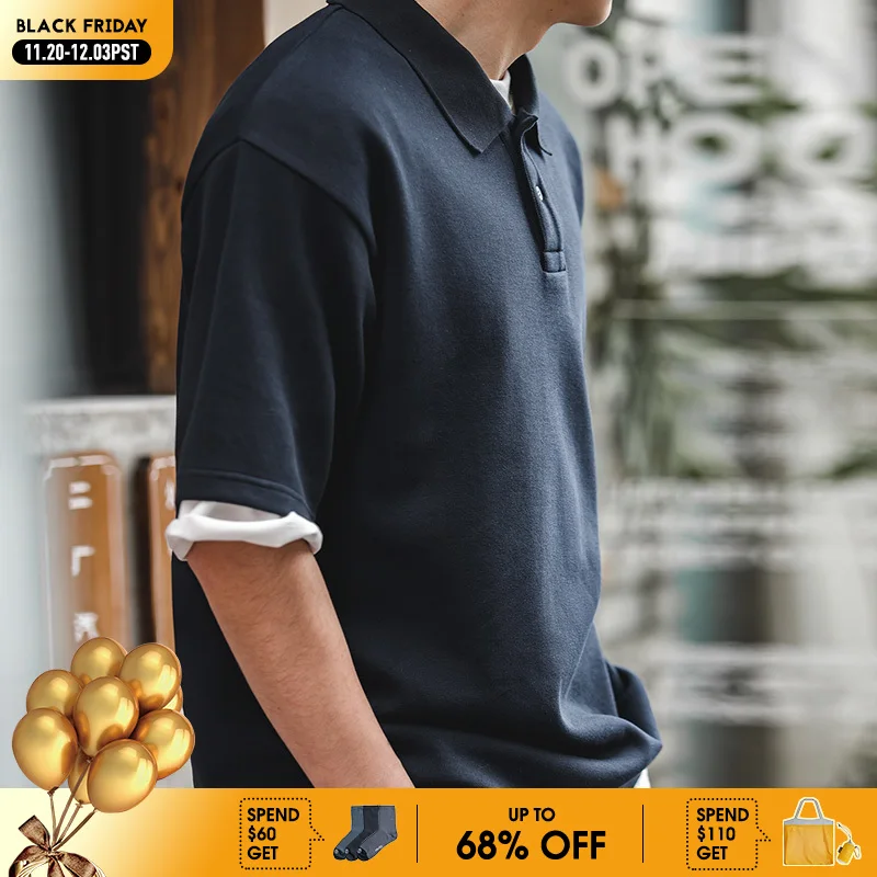 

Мужская винтажная рубашка-поло Maden, 340 г, летняя хлопковая футболка для гольфа, Повседневная Свободная футболка с коротким рукавом, рабочая одежда, 2023