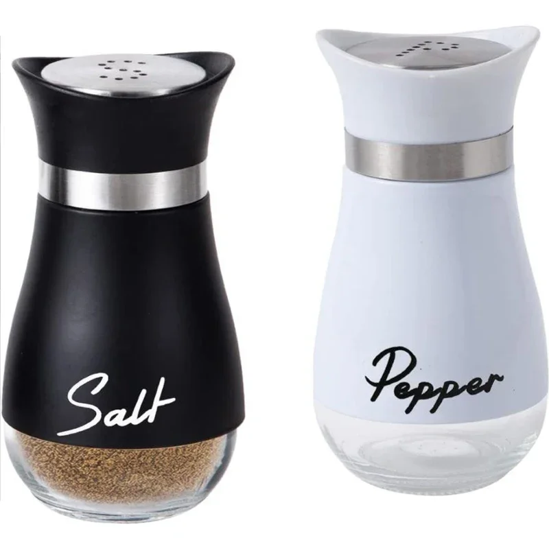 2pcs Seasoning Shaker Glass Bottles Spices Storage Barbecue Condiment Jar Salt Pepper Boxes For Kitchen Gadget Tools Organizer