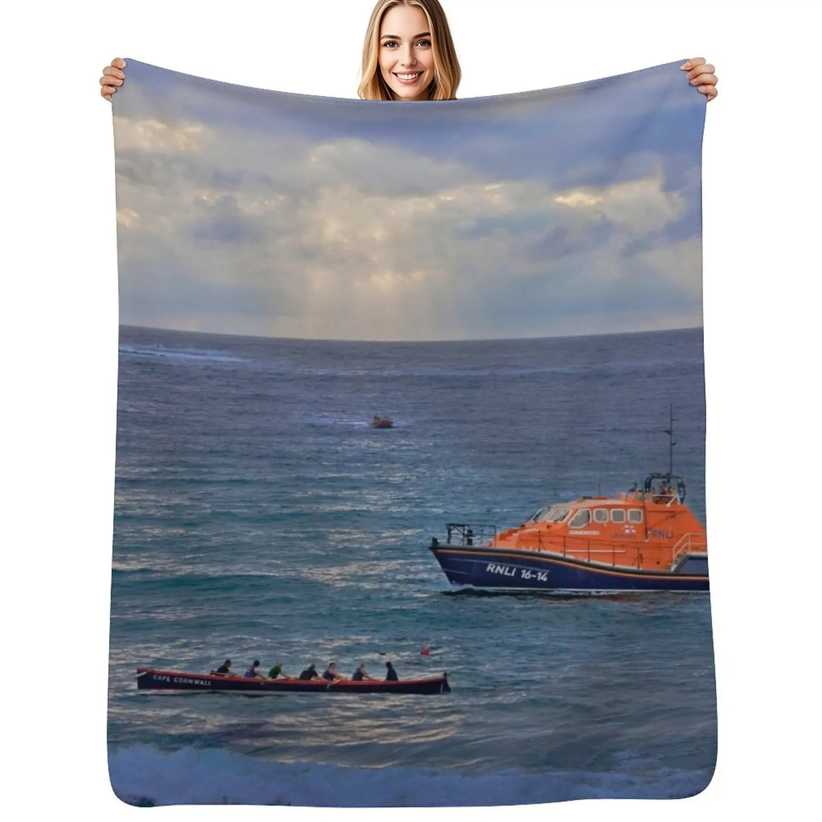 Lifeboats And A Gig Throw Blanket sofa bed Winter beds Flannel Fabric Soft Plaid Quilt Tourist Blankets