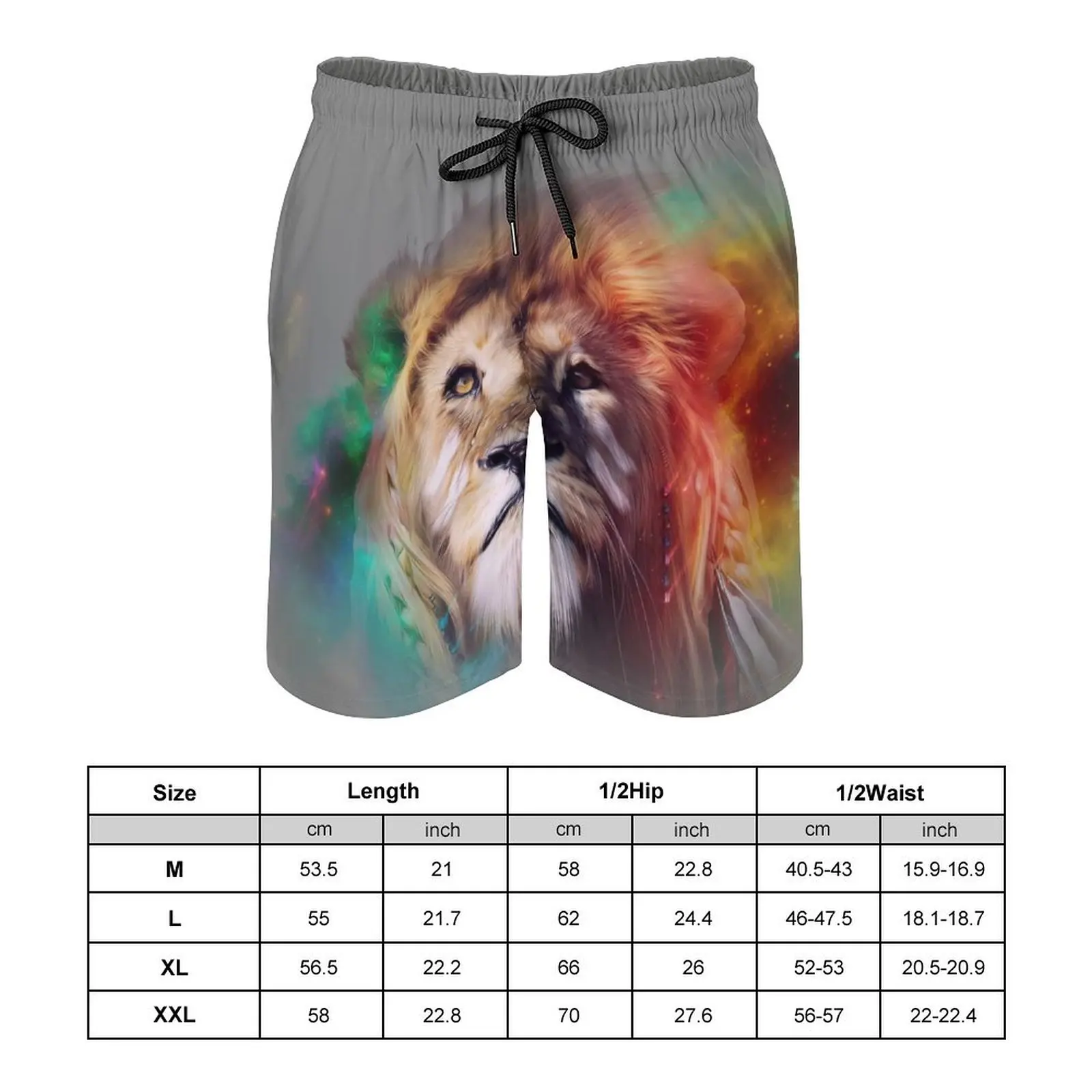 Fierce Lions 3D Printed Men's Beach Shorts Men's Beach Vacation Casual Surf Shorts Summer Men's Fashion Cool Street Shorts