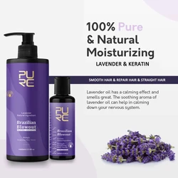 PURC Lavender Brazilian Keratin Hair Treatment Cream for Curly Hair Straightening Smoothing Repair Damaged Shine Hair Care