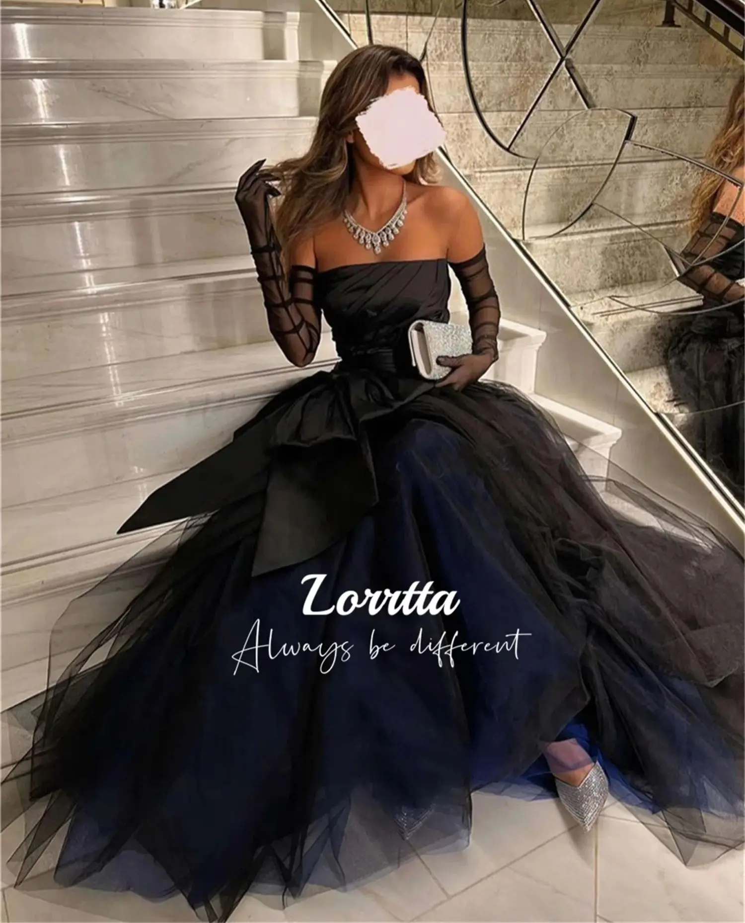 Lorrtta-vestido de tul con corte en A para mujer, vestido de princesa sin tirantes de Arabia Saudita, largo de noche, elegante, de lujo,