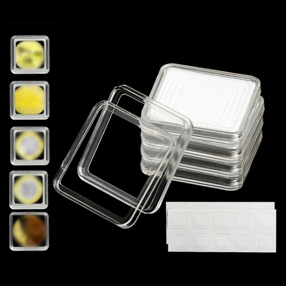 50pcs Square Transparent Coin Capsule Holder Storage Box With Gaskets For Collectable Coin Medal 17/20/25/27/30mm Coin Organizer