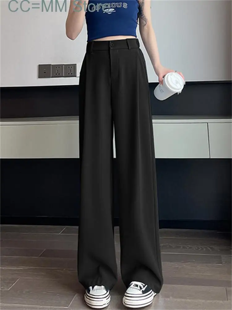 

New Wide Leg Suits Pants Women High Waisted Korean Fashion Baggy Full Length Pants Office Ladies Casaul Straight Pants