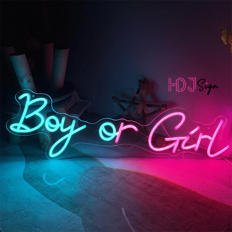 

Boy or Girl Neon Light Sign Baby Gender Reveal Party Decoration Led Neon Sign Usb First Birthday Decoration Personalize Gift