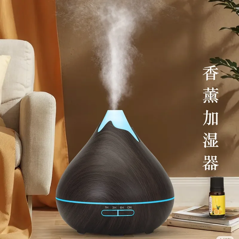 Ultrasonic Wood Grain Colorful Humidifier for Home Office Bedroom Essential Oil Aromatherapy Machine Large Capacity Diffuser