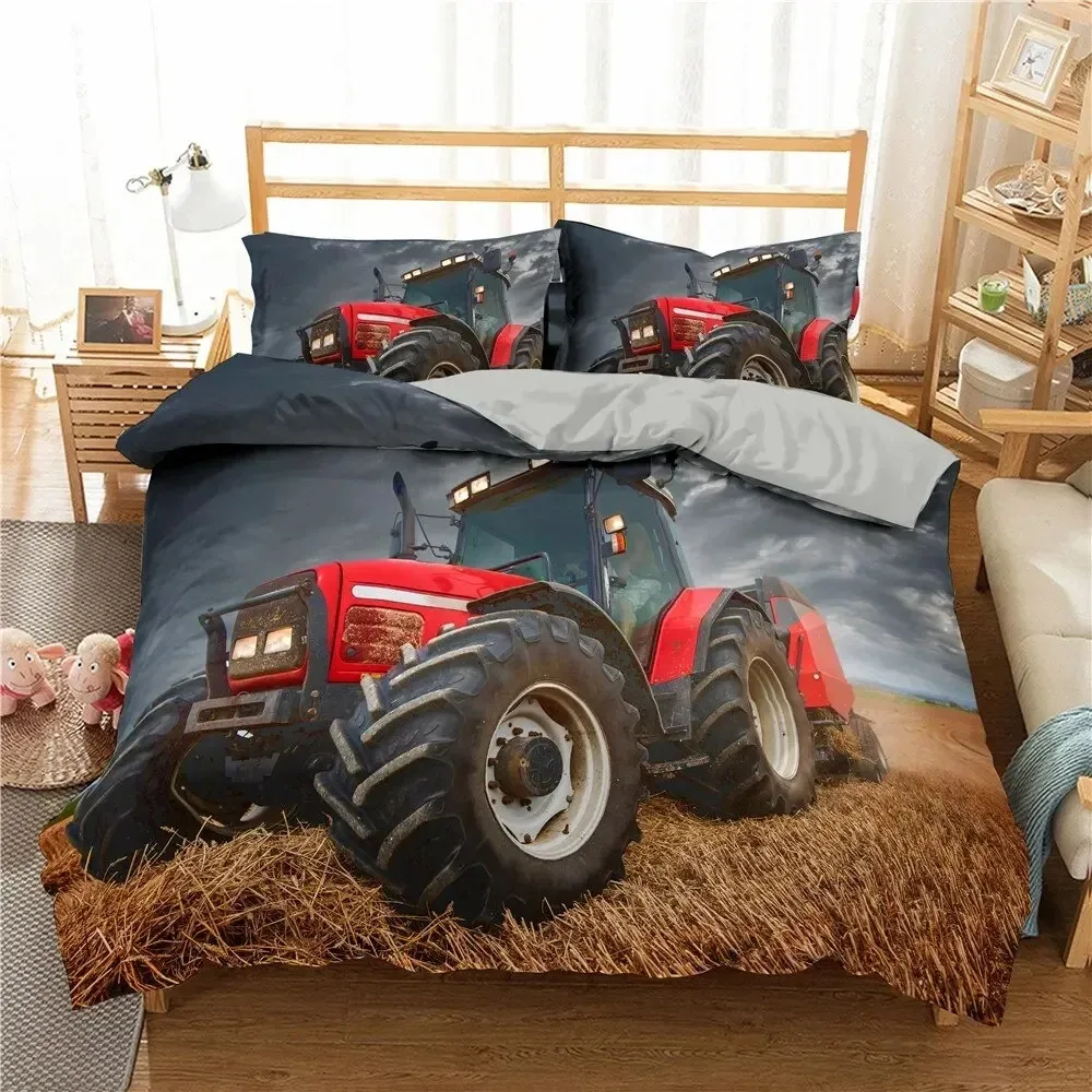 Retro Tractor Engineering Vehicle 3D NEW Duvet Cover Pillowcase Bedding Set Adult Boy Girl Bedroom Children Single Double Large