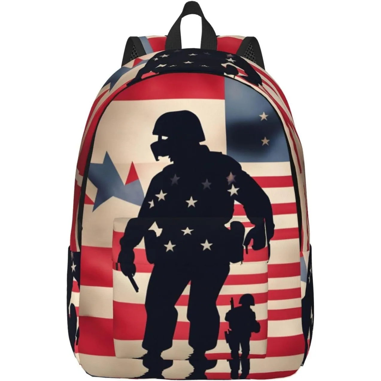 Us Military Soldiers Patriotic Memorial Day Print Stylish Canvas Backpack,Travel Backpack With Pockets,For Hiking And Daily Use