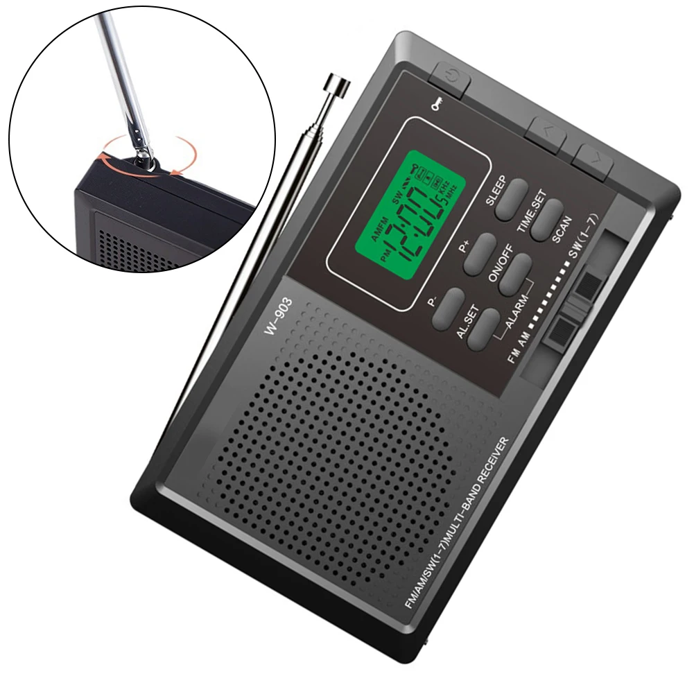 Tragbares Stereo-Digitalradio FM AM SW Vollband-Taschenradio mit LCD-Zeitanzeige für Outdoor-Camping und Reisen
