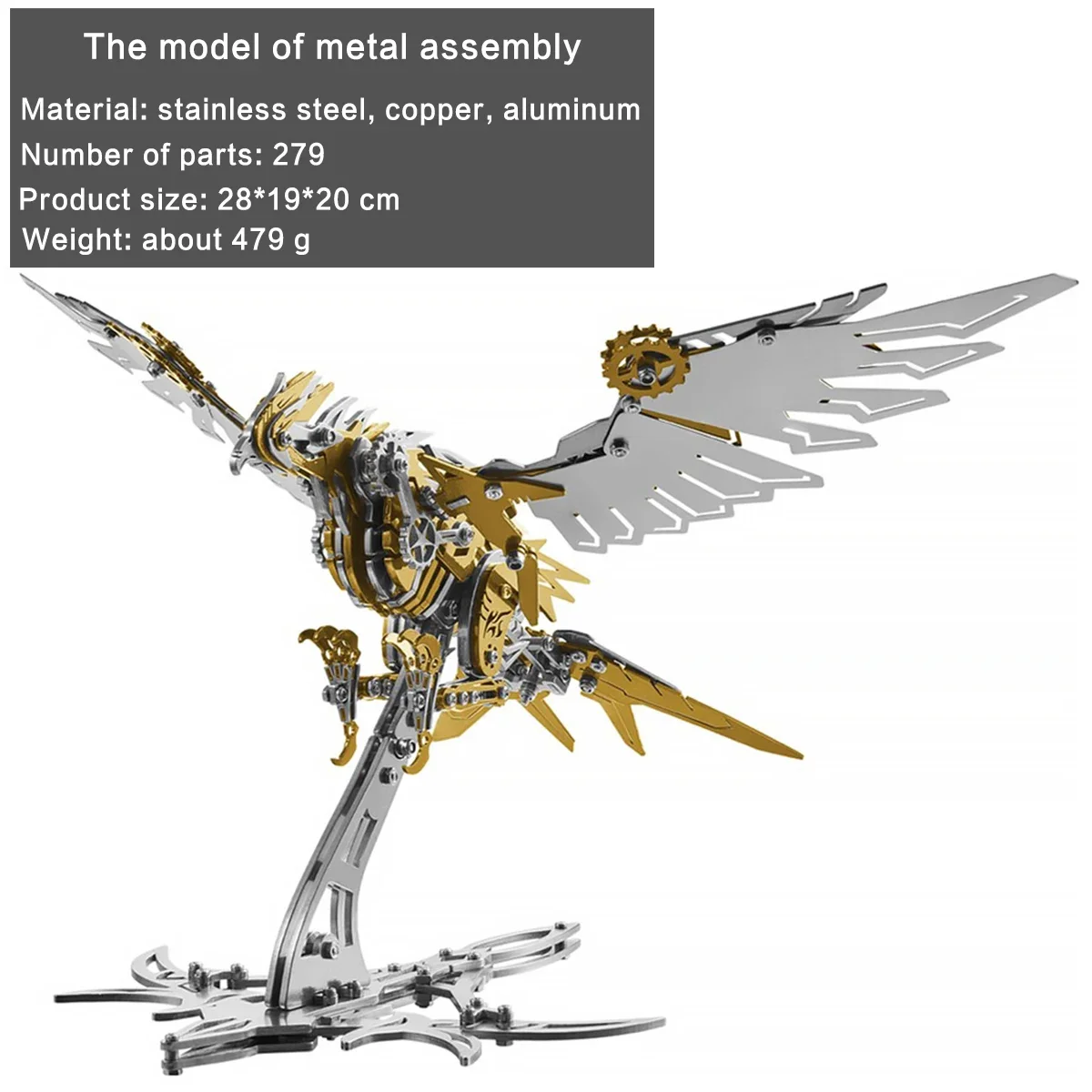 DIY Eagle Model Kits 3D Metal Falconry Predator Engineering Assembly Bird Model Handmade Jigsaw Model Toy for Adults