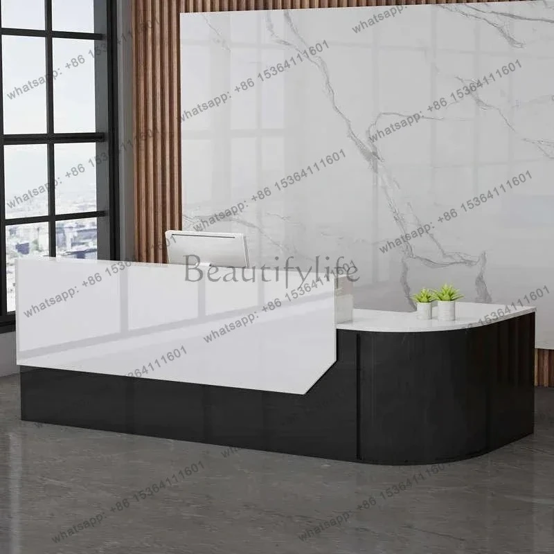 Black Minimalist Reception Desks Multifunctional Modern Counter Design Reception Desks