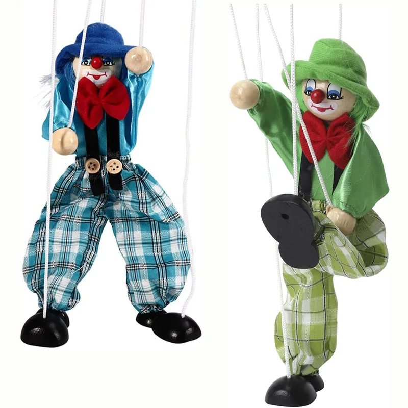 

Marionette Pull String Puppets Vintage Clown Pretend Play Toys Halloween Christmas Birthday Party Favors Kids Adults Fun Gifts