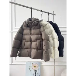 Short Down Padded Jacket for Female, Lightweight Coat, Thick Acket, Elegant Korean Fashion, Fluffy Warm Hooded Coat, Winter