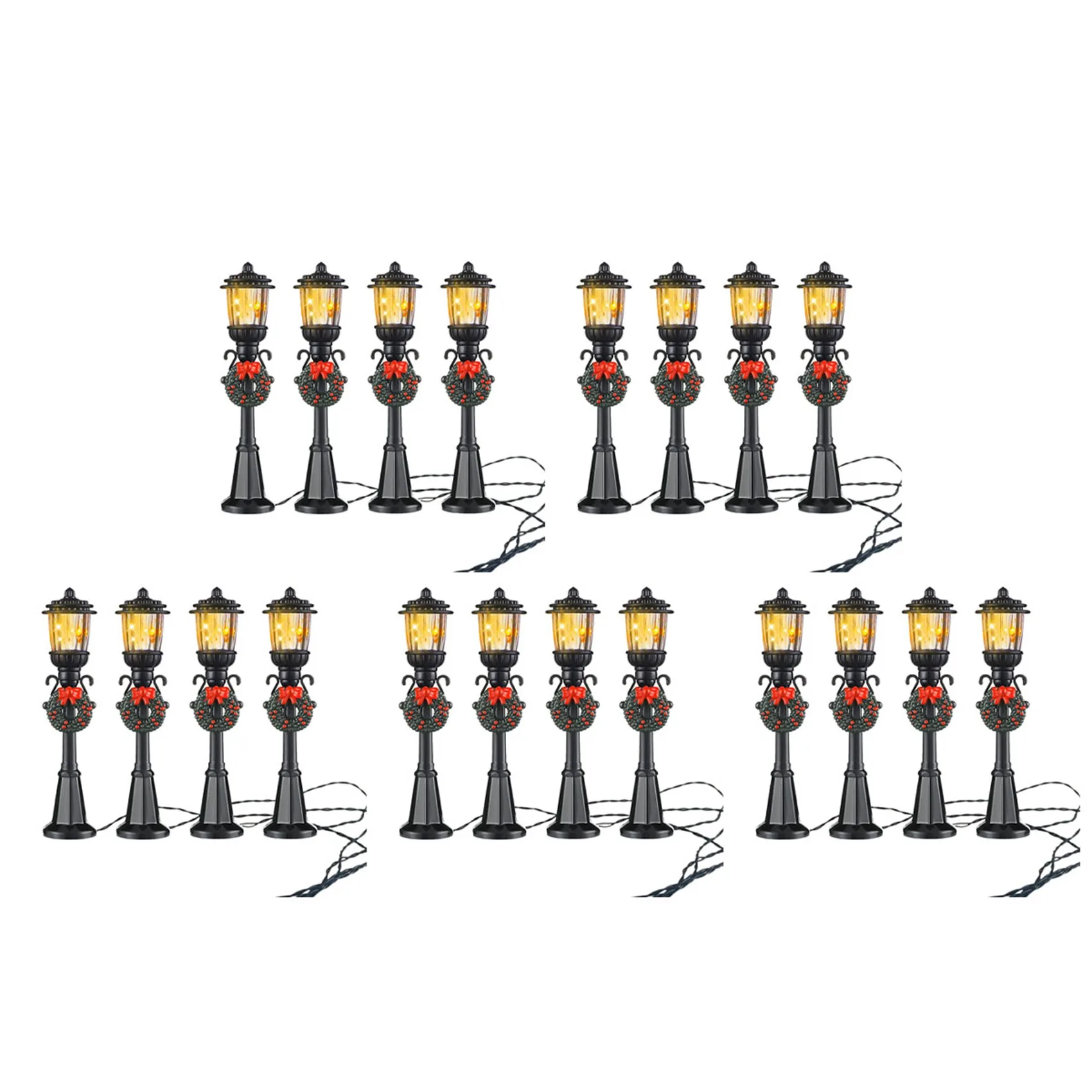 

ODIES-20 Pcs Mini Christmas Lamp Post Train Lamp Miniature Street Lamp Decorative Lights For DIY Dollhouse Village Pathway