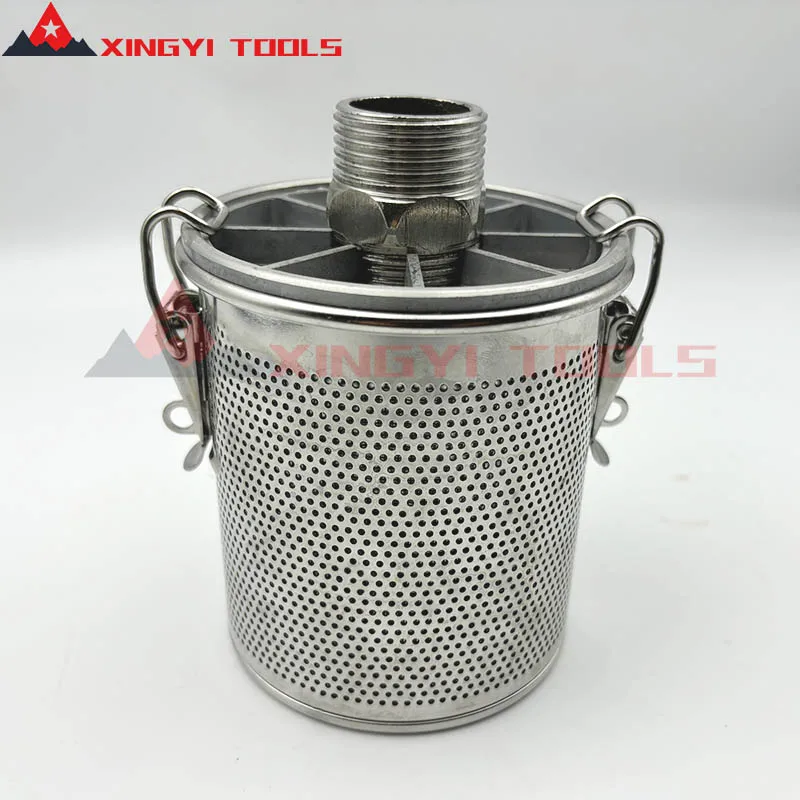 Filter penggiling bubuk dempul baru filter dempul baja tahan karat dengan penutup, Silinder Filter Dempul Tipe Keranjang Baja Tahan Karat