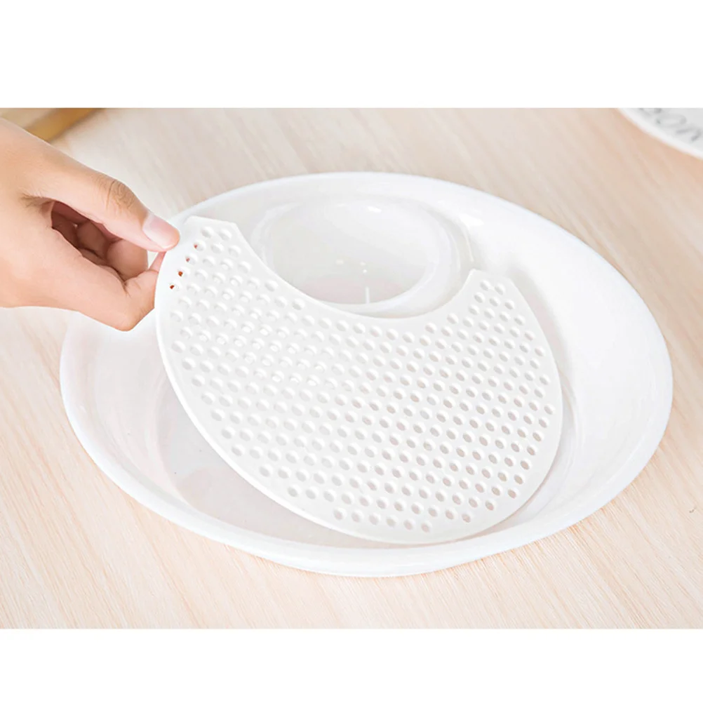 

2Pcs Draining Dumpling Plate Creative Round Plastic Food Tray Detachable Sauce Dish Fruit Snack Bowl Kitchen Tool
