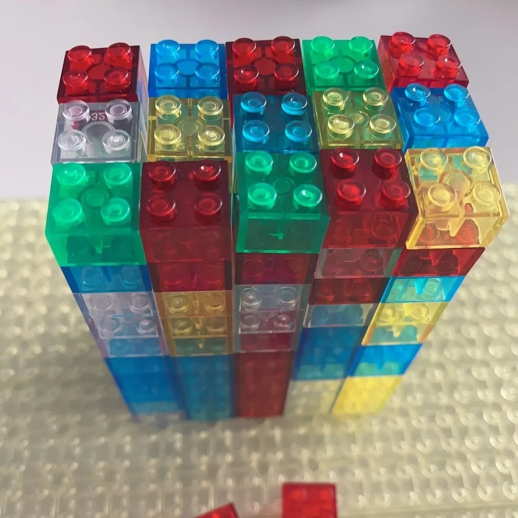 20pcs Transparent Clear Brick 2x2 Building Block MOC Parts Toys For Children DIY House Waterfall Compatible 3001 3003