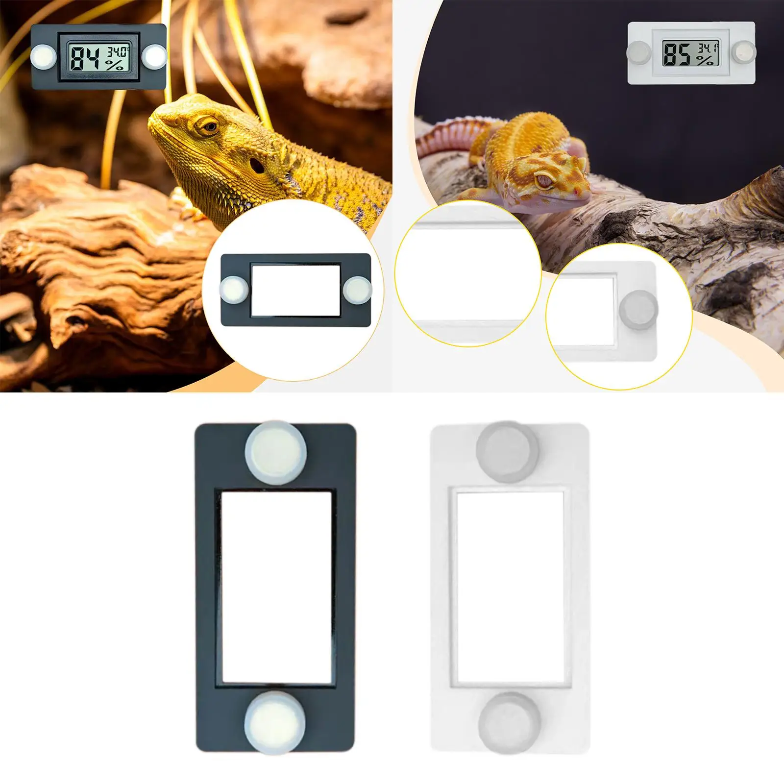Reptile Tanks Thermometer Holder Magnetic Easily Install Accessories Lightweight Compact 7.8x0.5cm Gauge Holder Hygrometer Mount