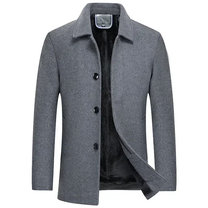 

New Man Fleece Warm Winter Coats Men Winter Wool Blends Cashmere Trench Coats High Quality Male Business Casual Wool Blends 4XL