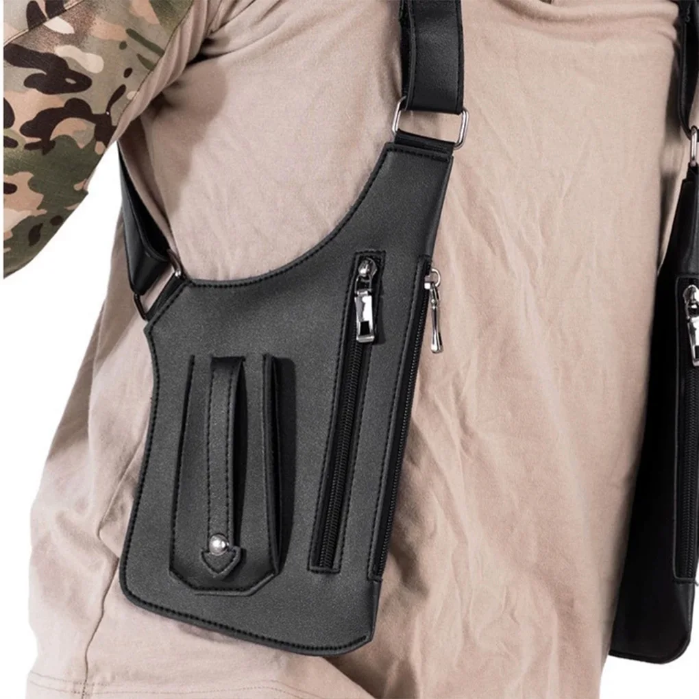 

Retro Double Shoulder Strap Multi-pocket Outdoor Anti-theft Tactical Bag Men Crossbody Bags PU Waterproof Phone Bag Chest Bag