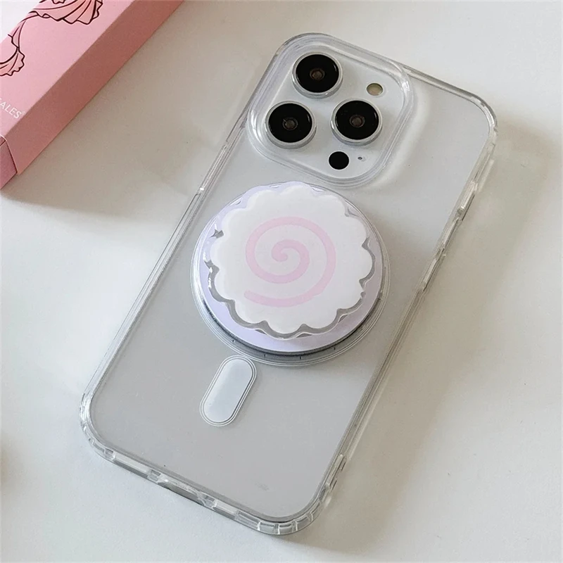 Cute Fish Cake Rolls For Magsafe Magnetic Phone Griptok Grip Tok Stand For iPhone Funny Foldable Wireless Charging Holder