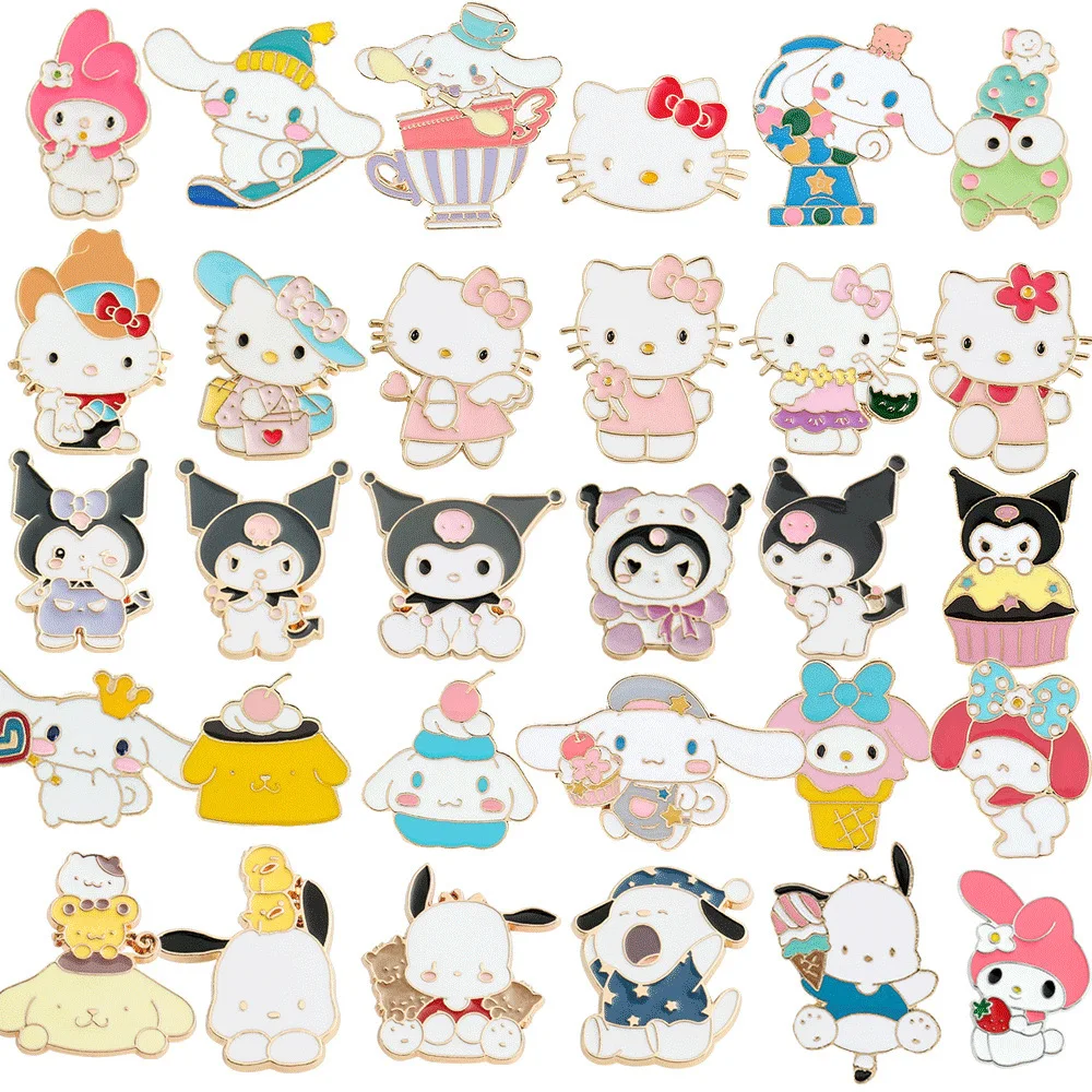 

MINISO Kuromi Cinnamoroll Kero Kero Keroppi Pom Pom Purin Косплей Костюм Металлический значок Булавка Брошь из сплава Аксессуары