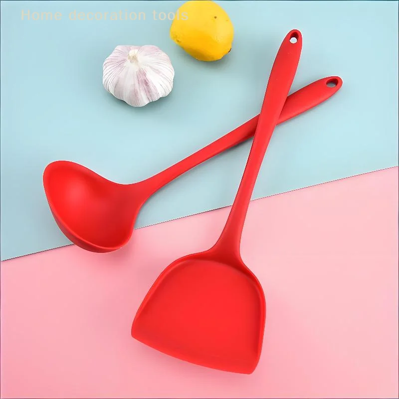 

Silicone Kitchen Utensil Set 3PCS Heat Resistant Spatula Rice Spoon Soup Spoon Nonstick Kitchen Tools for Baking Cooking Mixing