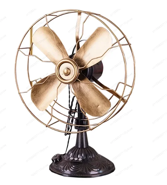 Retro Iron Desk Fan, Vintage 80s Style Decorative Prop for Photography & Home Decor