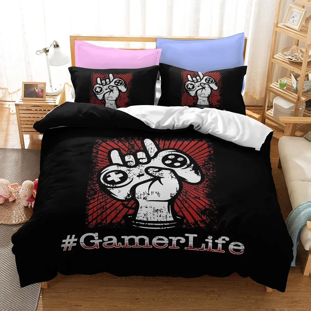 3d Digital Gamer Bedding Set Quilt Cover with Pillowcases Twin Video Game 3Pcs Comforter Cover Full Queen King Double Size