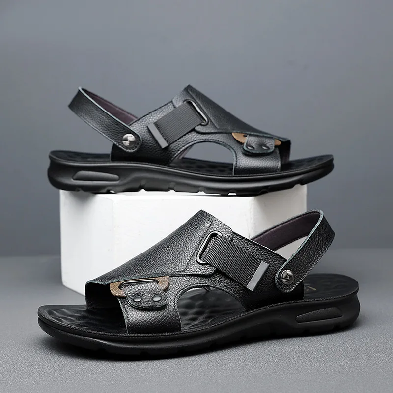 2024 Classic Mens Sandals Summer Genuine Leather Sandals Men Outdoor Casual Lightweight Sandal Fashion Men Sandals