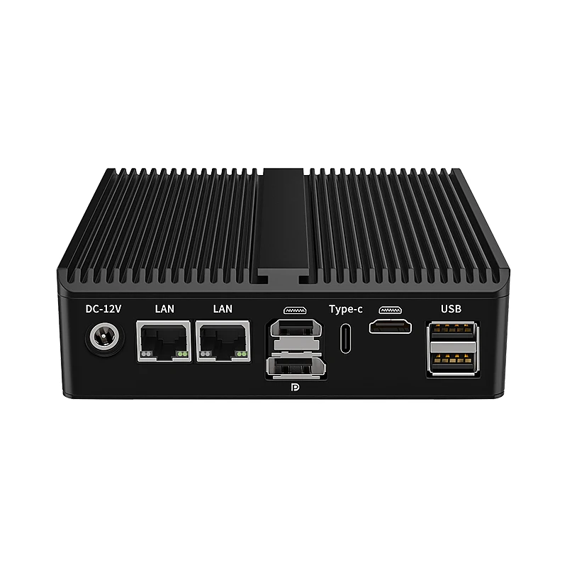 Fanless Mini PC Intel N100 2* LAN NVMe MiniPC Soft Router 2*HDMI DP AES-NI Windows11 Type-C Pokect industrial Computer2*COM