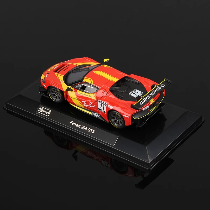 Bburago 1:43 Ferrari 296 GT3 Car Model Alloy Supercar Die Cast Vehicles Toy Die-cast Voiture Gift Collection