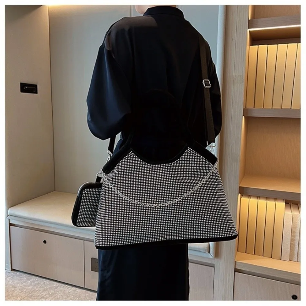 Elegant Diamond-encrusted Tote Bag Large Capacity with Small Purse Shoulder Bag Crossbody bag for Women