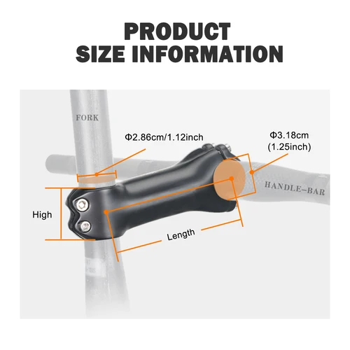 Imagen 2 del producto TOSEEK-vástago de manillar de bicicleta, 60/70/80/90/100mm, 28,6mm, 31,8mm, potencia negativa, mesa ligera para bicicleta de carretera