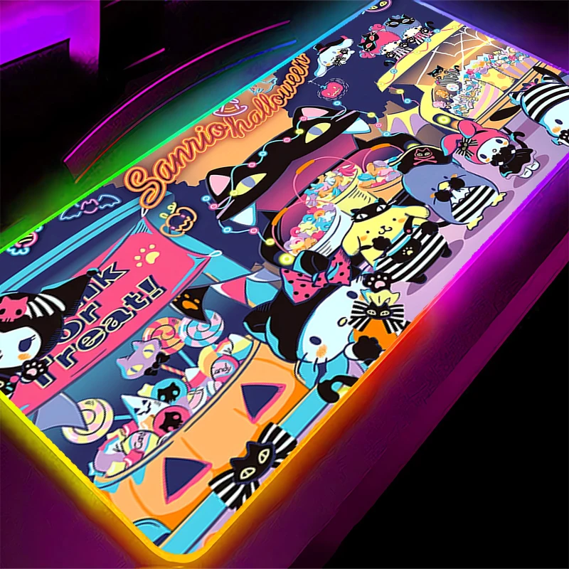 لوحة ماوس RGB H-Hello Kitty Professional Kawaii XXL ألعاب رياضية إلكترونية سرعة الألعاب لوحة مفاتيح مطاطية بإضاءة خلفية LED لوحة ماوس مكتبية #5