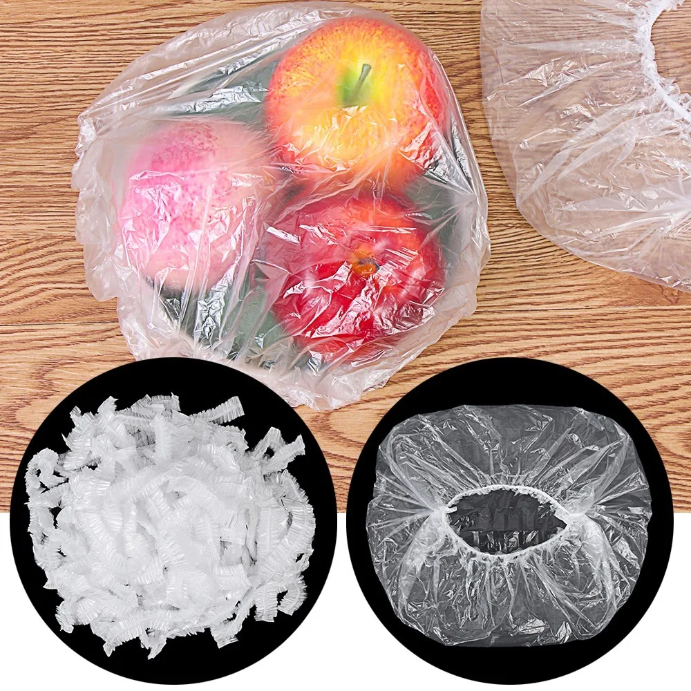 100Pcs Colorful Bowl Cover Food Cover Food Grade Saran Wrap Disposable Refrigerator Accessories Fresh-keeping Plastic Bag