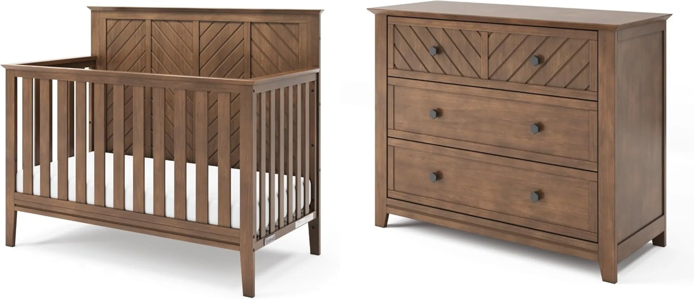 Atwood Crib and Dresser Nursery Set, 2-Piece, Includes 4-in-1 Convertible Crib and 3-Drawer Dresser, Grows with Your Baby