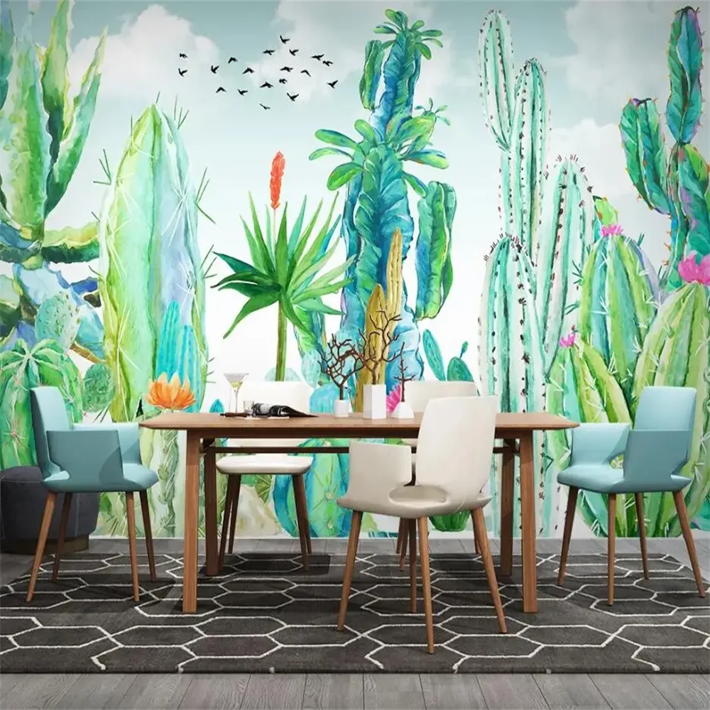 Custom photo mural 3D wallpaper for living room bedroom Nordic tropical plant cactus murals wall paper TV background Stickers