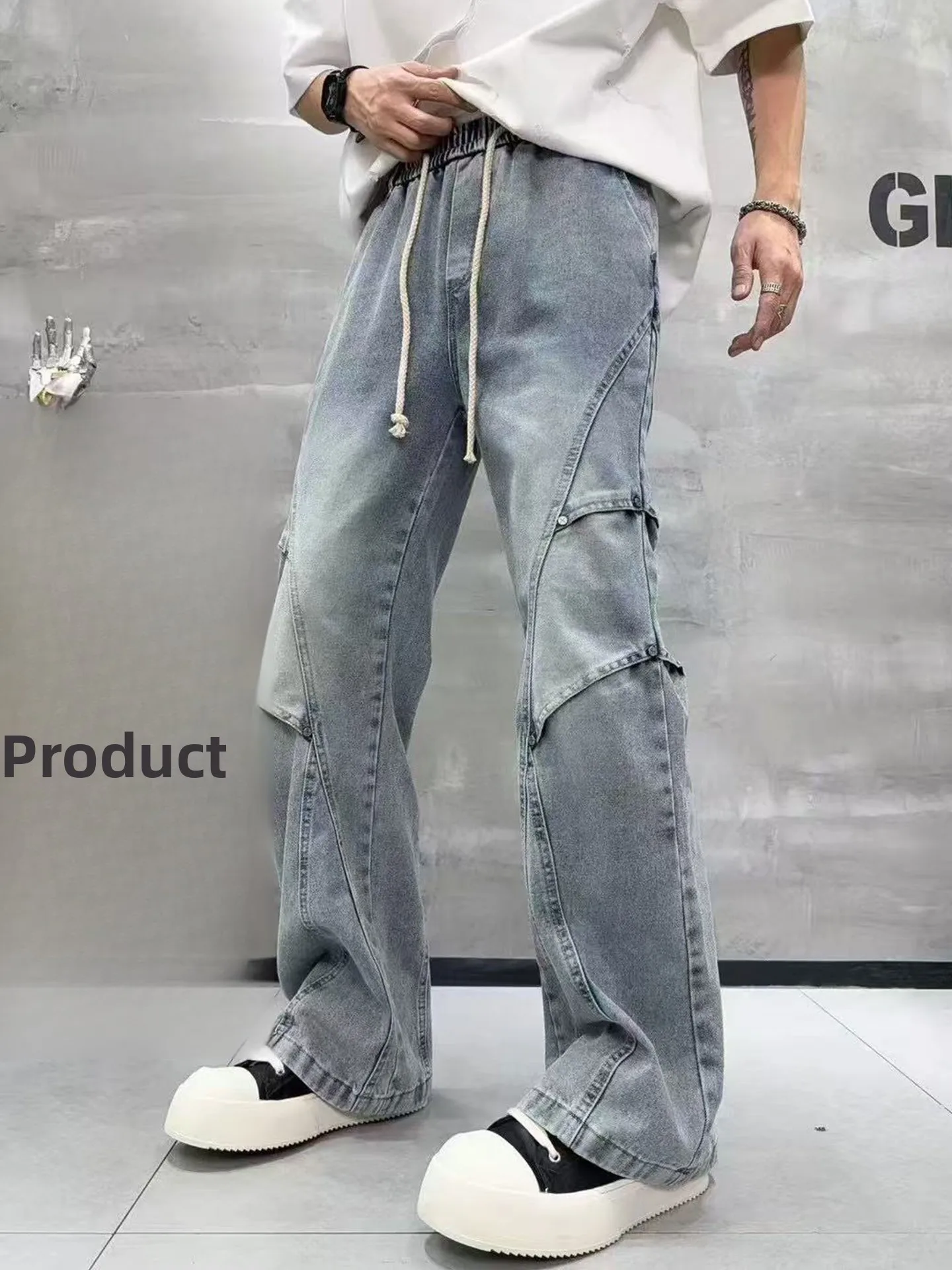 

Мужские джинсы Original American Waed Denim: свободные, прямые, повседневные, длинные брюки, весна 2026, универсальные, комфортные, в стиле High Street