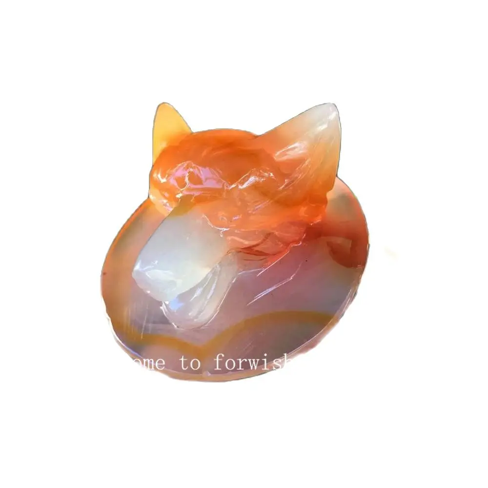 Natural Reiki Crystal Agate Stone English Orange Agate Wolf Head Shape Sculpture Pendant Diy Decoration