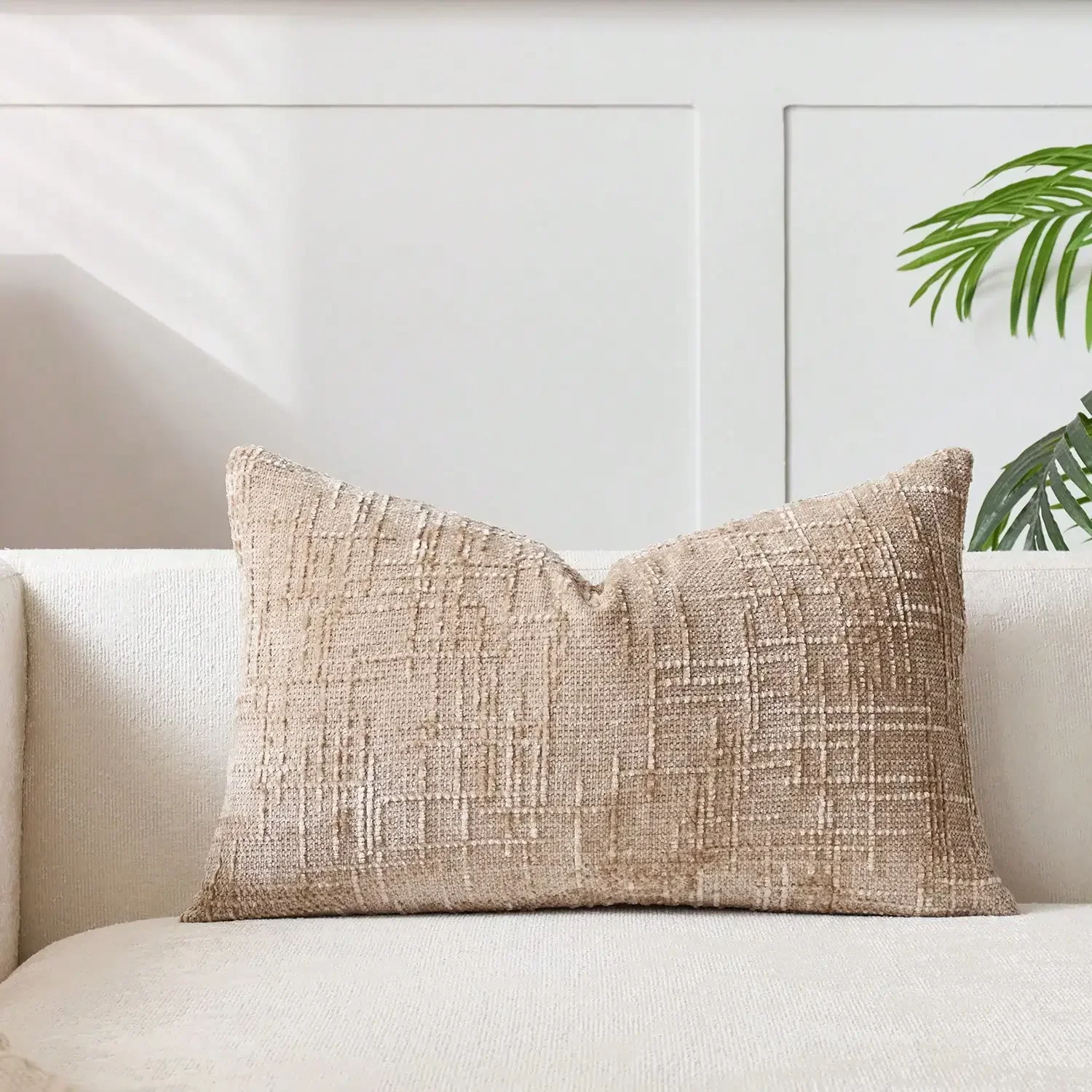1pcs Khaiki Chenille Cushion Cover 30x50CM Striped Geometric Throw Pillow Cover Decor Home Cushion for Sofa Bed Pillowcase