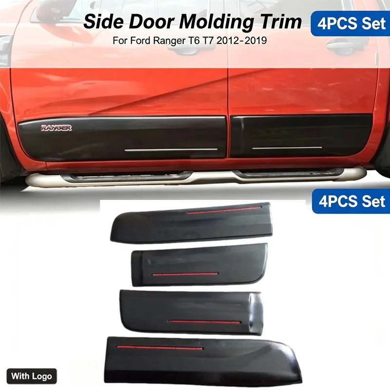 For Ford Ranger T6 T7 2012 2013 2014 2015 2016 2017 2018 2019 Car Side Door moulding  Side Moulding Cover Exterior Accessories