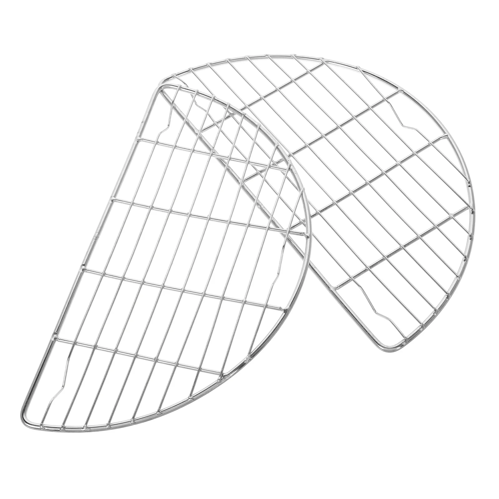 

2pcs Stainless Steel Cooling Racks For Baking Half Round Wire Rack Multifunctional Oven Grill Steamer Roasting Bread Cake Cookie