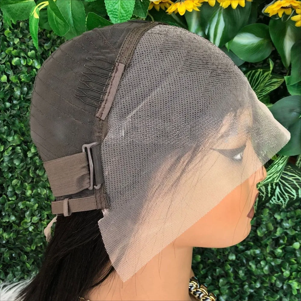 Peluca Frontal de encaje transparente de cabello humano 13x4 con pelo de bebé prearrancado 150% de densidad Color Natural 8-12 pulgadas Remy brasileño