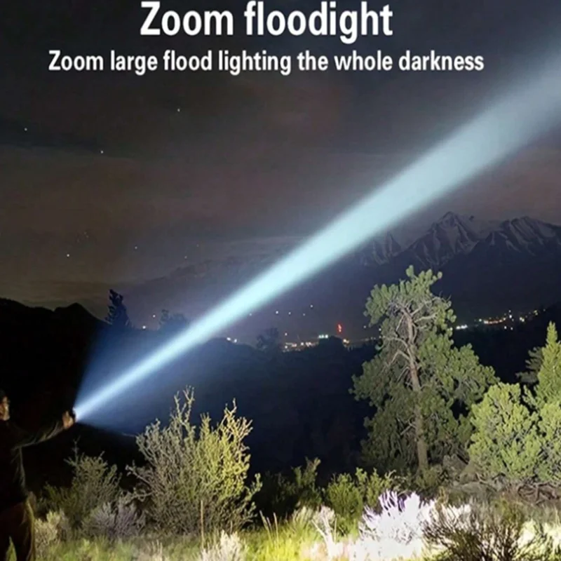 1PC Multi-Functional LED Display Flashlight Titanium Laser Torch/Super Powerful Rechargeable Torch Camping Flood Light LT037