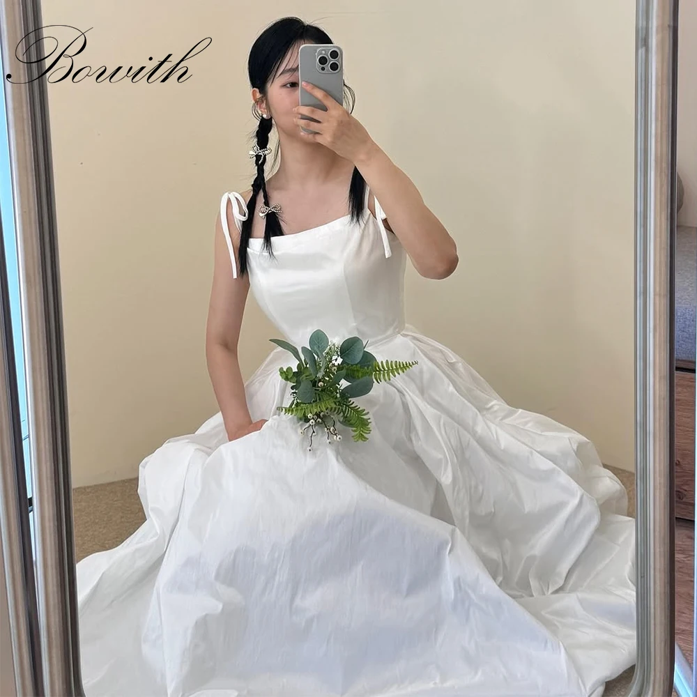 

Bowith Spaghetti Straps Korean Wedding Dresses Customized Taffeta Bridal Reception Dresses Simple Wedding Snap Dresses