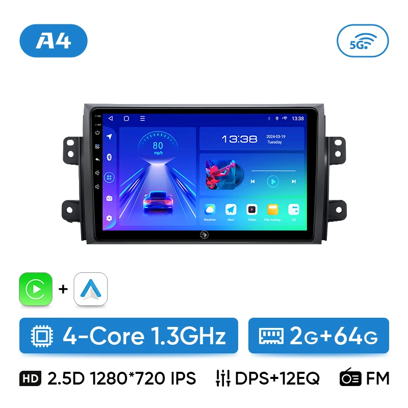 Ainavi Auto Radio Für Suzuki SX4 Kreuz 2006-2013 Für Fiat Sedici Carplay Android Auto Radio Multimedia Player 4G wifi GPS 2 Din